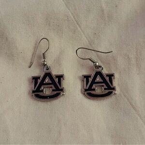 Navy blue and Silver Logo Earrings